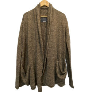 HARLOW brown and black drape front long sleeve cardigan